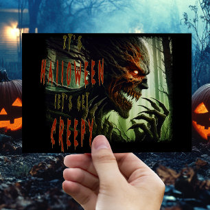 Enge griezelige horror hout monster, demon of ghou briefkaart
