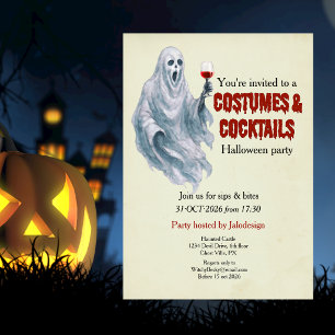 Enge Griezels Kostuum Cocktail Halloween Feest Kaart