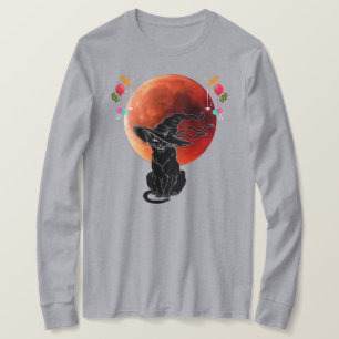  Enge Halloween 2025 Volle Maan Zwarte Kat T-shirt
