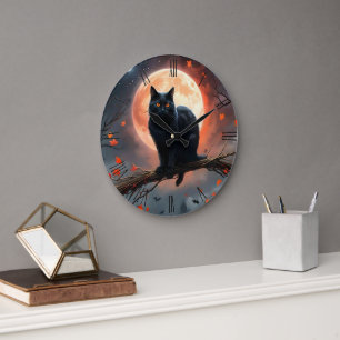 Enge Halloween Black Cat maanlicht, Grote Klok