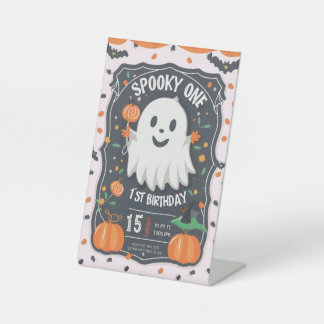 Enge Halloween Eerste Verjaardag 🎃👻 Reclamebord Met Voetstuk