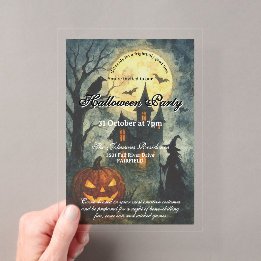 Enge Halloween-feest - Spookhuis & Pompoen Acryl Uitnodigingen