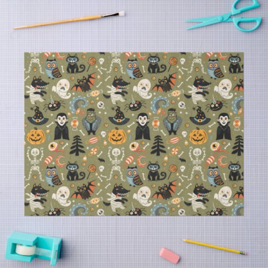 Enge Halloween Groen Tissuepapier (Craft)