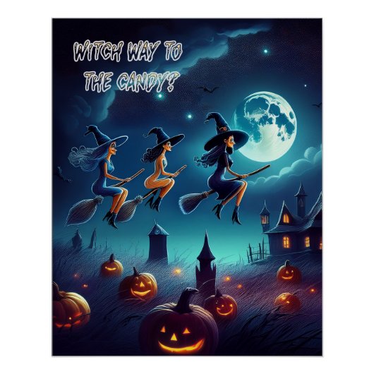Enge Halloween heksen op weg naar feest Perfect Poster (Voorkant)