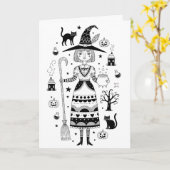 Enge Halloween Kaart (Gele Bloem)