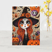 Enge Halloween Kaart (Gele Bloem)
