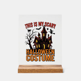 Enge Halloween Kostuum Geest Huis Vintage T-shirt Acryl Bord