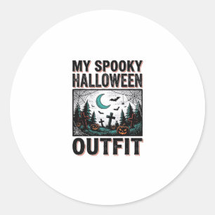 Enge Halloween-kostuum vintage begraafplaats T-shi Ronde Sticker