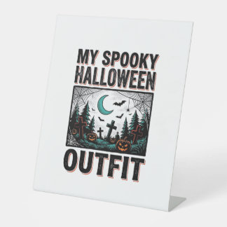 Enge Halloween-kostuum vintage kerkhof T-shirt_1 Reclamebord Met Voetstuk