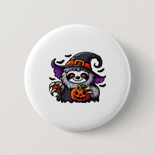 Enge Halloween Luiaard Heks Pet Kostuum Spooky Zee Ronde Button 5,7 Cm