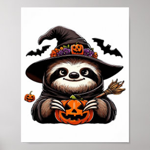 Enge Halloween luiaard heksenhut kostuum griezelig Poster
