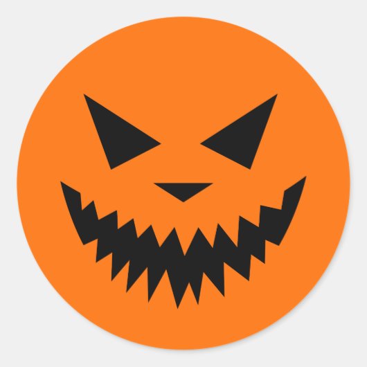 Enge Halloween pompoen gezicht sticker (Voorkant)