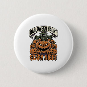 Enge Halloween Pompoenen Vintage Gravure Shirt A Ronde Button 5,7 Cm