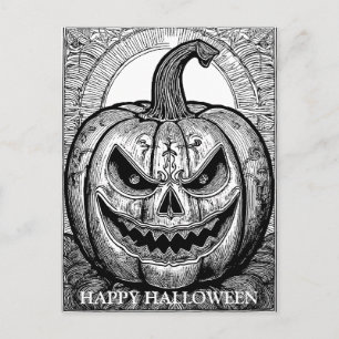 Enge Halloween Pumpkin lijn kunst Briefkaart