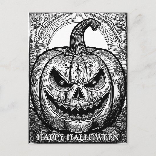 Enge Halloween Pumpkin lijn kunst Briefkaart (Voorkant)