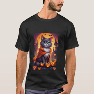 Enge Halloween Schattige Kat Vampiers Trick or Tre T-shirt