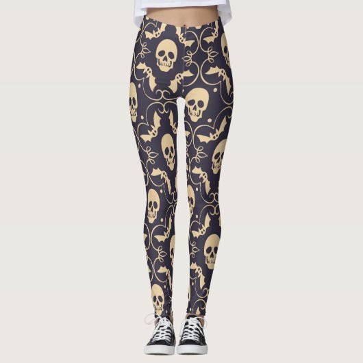 Enge Halloween Skulls Patroon Leggings (Voorkant)