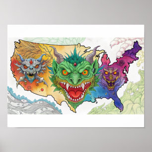 Enge Halloween Verenigde Staten Kaart Poster