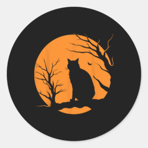 Enge Halloween Zwart Kattenkostuum Retro Mo Ronde Sticker