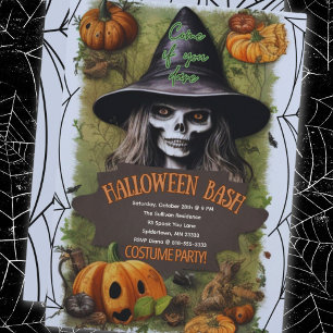 Enge heks Halloween bash kostuum party Kaart