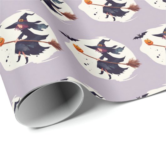 Enge heks Paarse Halloween cadeaupapier (Rol Hoek)