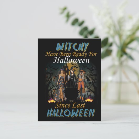 Enge Heksen Halloweenfeest Briefkaart (Staand voorkant)