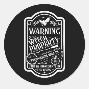 Enge heksenwaarschuwing Halloween Ronde Sticker