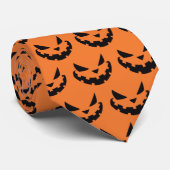 Enge Jack O lantaarn Sinaasappel Halloween Stropdas (Opgerold)