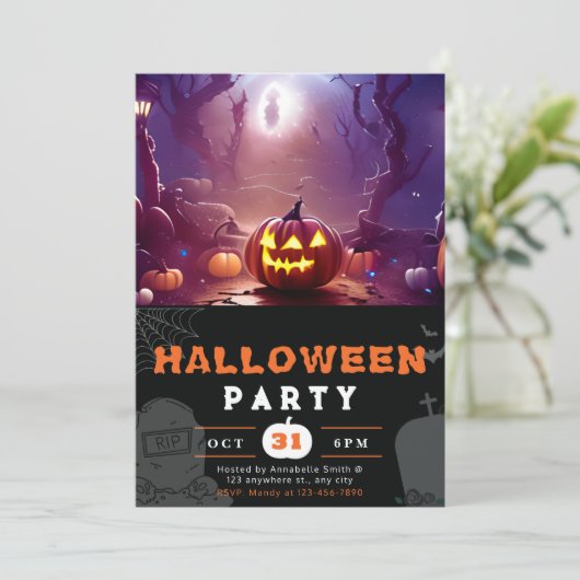 Enge Jack-O' Lantern Forest Halloween Kaart (Staand voorkant)