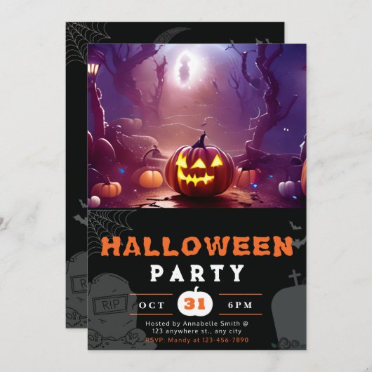 Enge Jack-O' Lantern Forest Halloween Kaart (Voorkant / Achterkant)