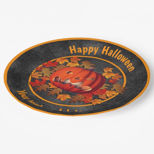 Enge Jack- O'-Lantern Gepersonaliseerde Halloween Papieren Bordje (Gekanteld)