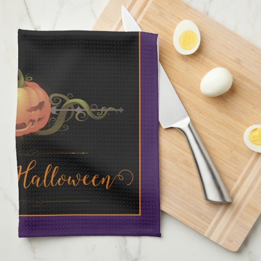 Enge Jack-o-Lantern Halloween | PAARSE Theedoek (Quarter Fold)