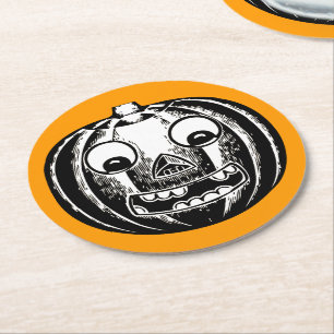 Enge Jack-o-Lantern Ronde Papier Onderzetter