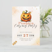 Enge Jack-O' Lantern Sinaasappel pompoen Carving P Kaart (Staand voorkant)