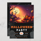 Enge Jack-O' Lantern Volle Maan Halloween Kaart (Voorkant / Achterkant)