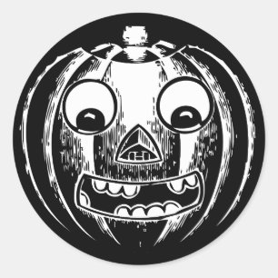Enge Jack-o-Lantern Zwarte Ronde Stickers