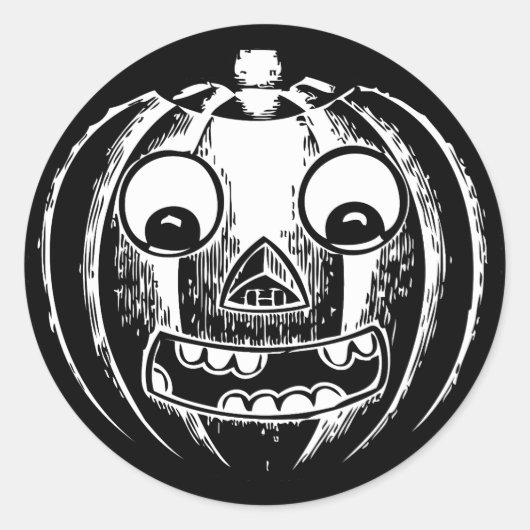 Enge Jack-o-Lantern Zwarte Ronde Stickers (Voorkant)