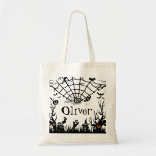 Enge Jack op Lantaarn Halloween Spooky Landschap Tote Bag