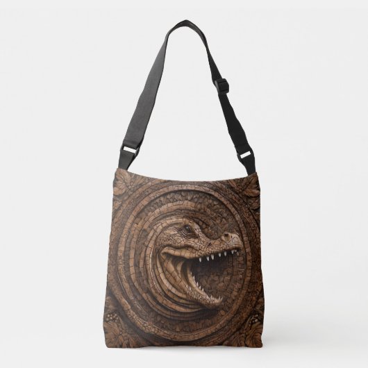 Enge Kaken: Australische Krokodil Houtprint Crossbody Tas (Voorkant)