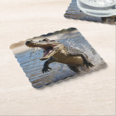 Enge kaken: Australische krokodil springt Kartonnen Onderzetters (Gebogen)