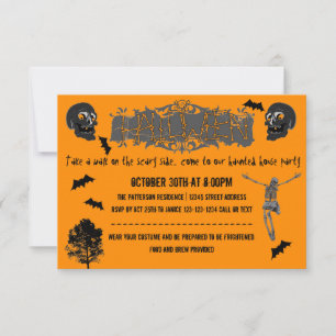 Enge kant skeletten - 3x5 Halloween-feest uitnodig Kaart