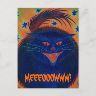 Enge kat blauw 'MEEOOOWWW!' briefkaart