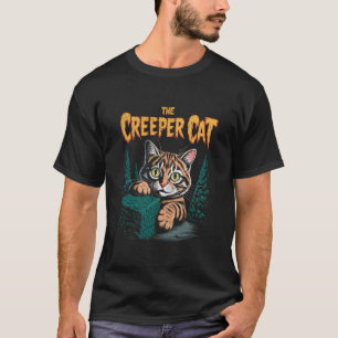 Enge kat gluurt vanuit struiken met grote ogen Hal T-shirt
