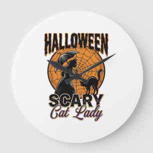 Enge Kat Lady Halloween Heks Web Vintage Shirt_1 Grote Klok
