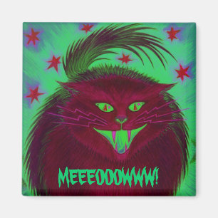 Enge Kat Rode "MEEEOOOWWW!" koelkast magneet