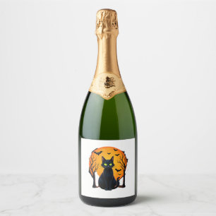 Enge Kerstkattenkostuum Retro Kattenmaan Sparkling Wijnetiket