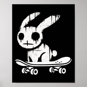 Enge Konijn Konijn Skateboarden Alt Goth Grunge Poster