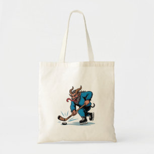 Enge Krampus die ijshockey speelt met Kerstmis Tote Bag
