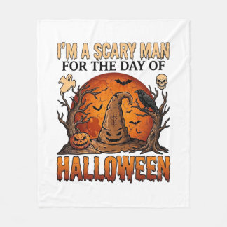 Enge Man Halloween Heksenhoed Bloedmaan Pompoen_1 Fleece Deken