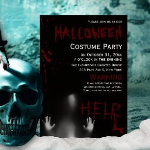 Enge moderne bloederige Halloween kostuumfeest zwa Kaart